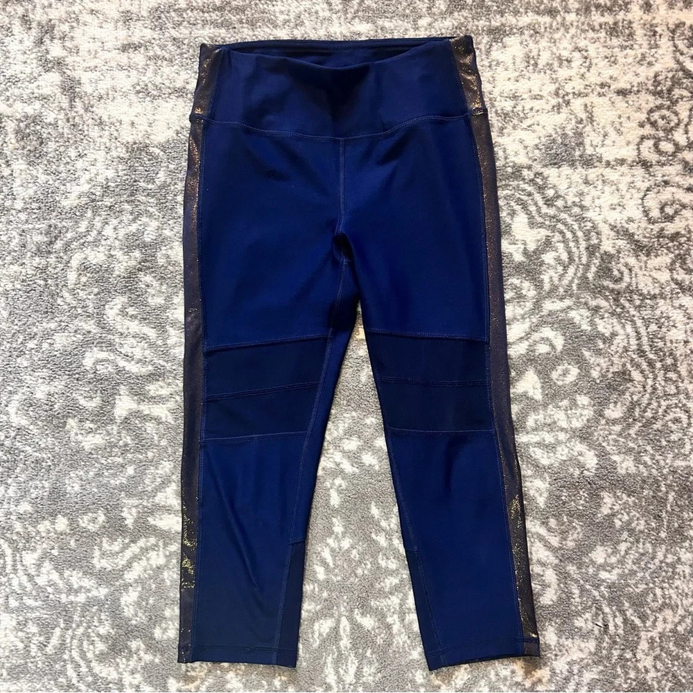 RBX Navy Blue with Gold Shimmer Cropped Leggings